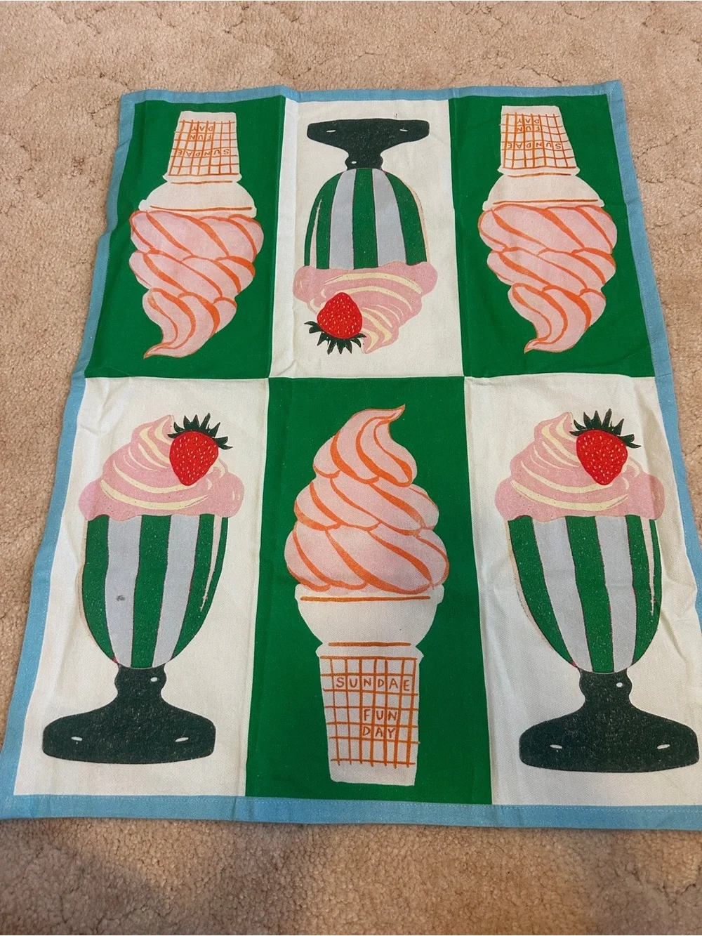 Anthropologie “ Sundae Funday” Ice Cream Panel Wash Cloth- NWT